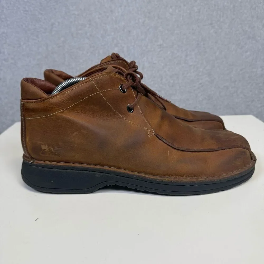 Clarks Men's 11.5 Brown Genuine Leather Chukka Style Dress Shoes Booties Boots